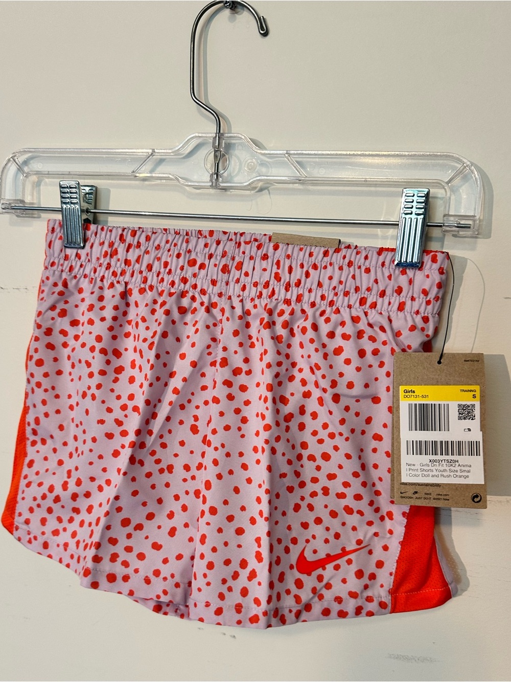 Nike Girls Dri-FIT Lined Running Shorts Pink Orange Size S NWT